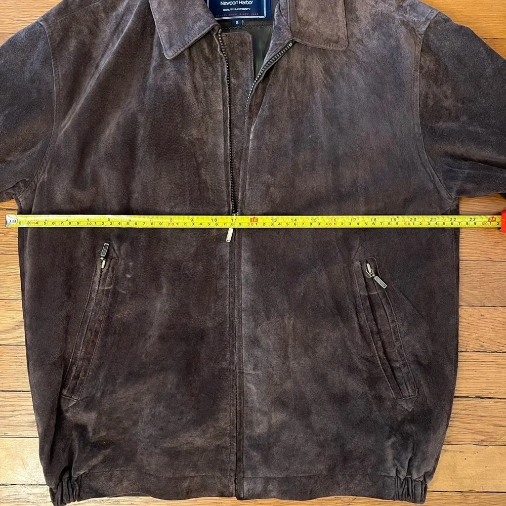 Brown Suede Newport Harbor vintage bomber style jacket. Size SMALL.